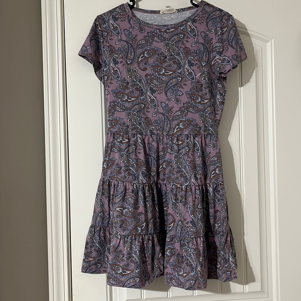 Purple Paisley Knee Length Dress